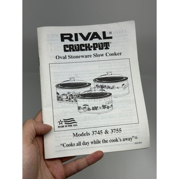 Rival Crock-Pot User Guide | Stoneware Original Manual for Models 3745 / 3755 - Picture 2 of 4